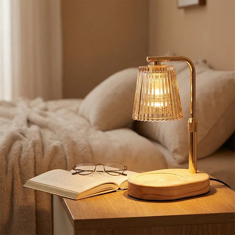 Lampe Chauffe-Bougie avec Minuterie et Variateur – Abat-jour en Verre