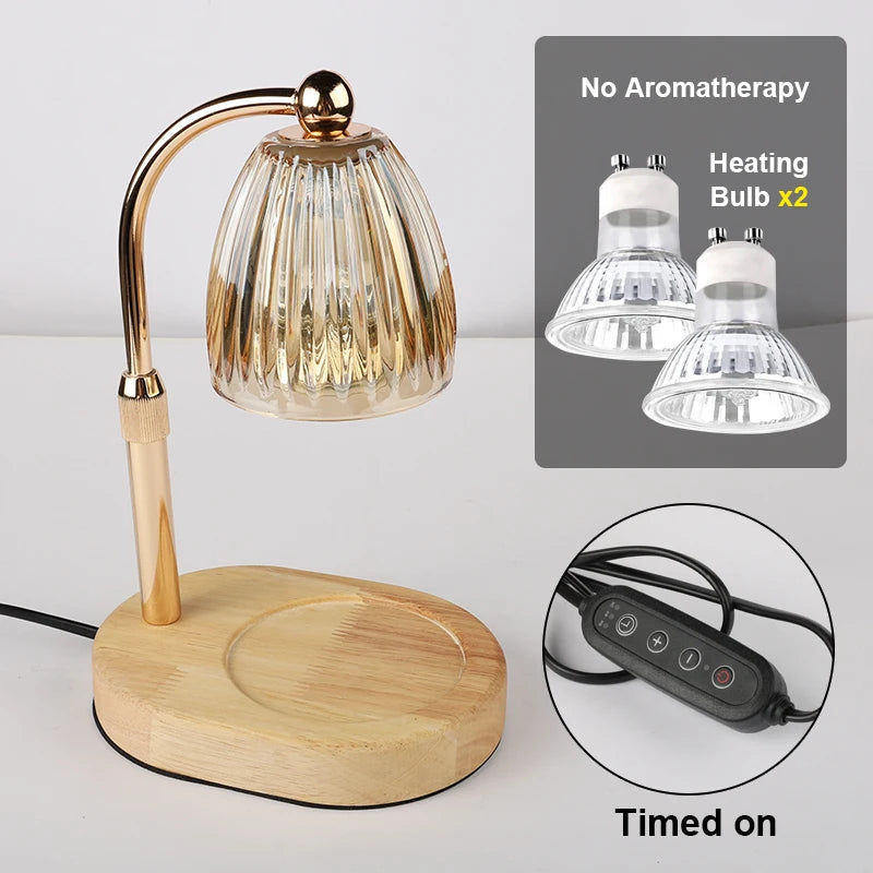 Lampe Chauffe-Bougie avec Minuterie et Variateur – Abat-jour en Verre
