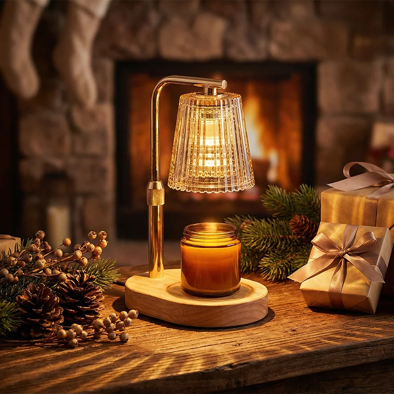 Lampe Chauffe-Bougie avec Minuterie et Variateur – Abat-jour en Verre